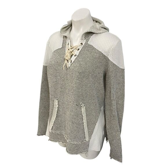 Daytrip Sweater Womens Size Medium Hooded Lattice Knit Athleisure Distressed - Picture 7 of 13
